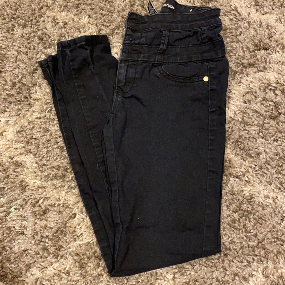 Refuge Charlotte Russe Black High Rise Skinny Jeans Size 0 Stretch